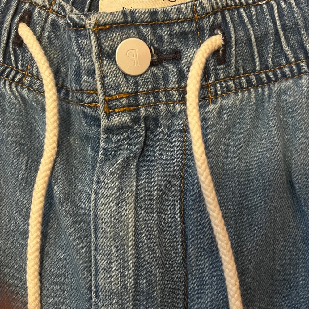 Anthropologie Pilcro Blue Wide-Leg Jeans with Green Stripe. Like new used once. - Picture 5 of 7